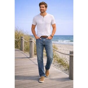 Levi 511 Jeans Mens 36x29 Blue Denim Distressed Normcore Modern Casual